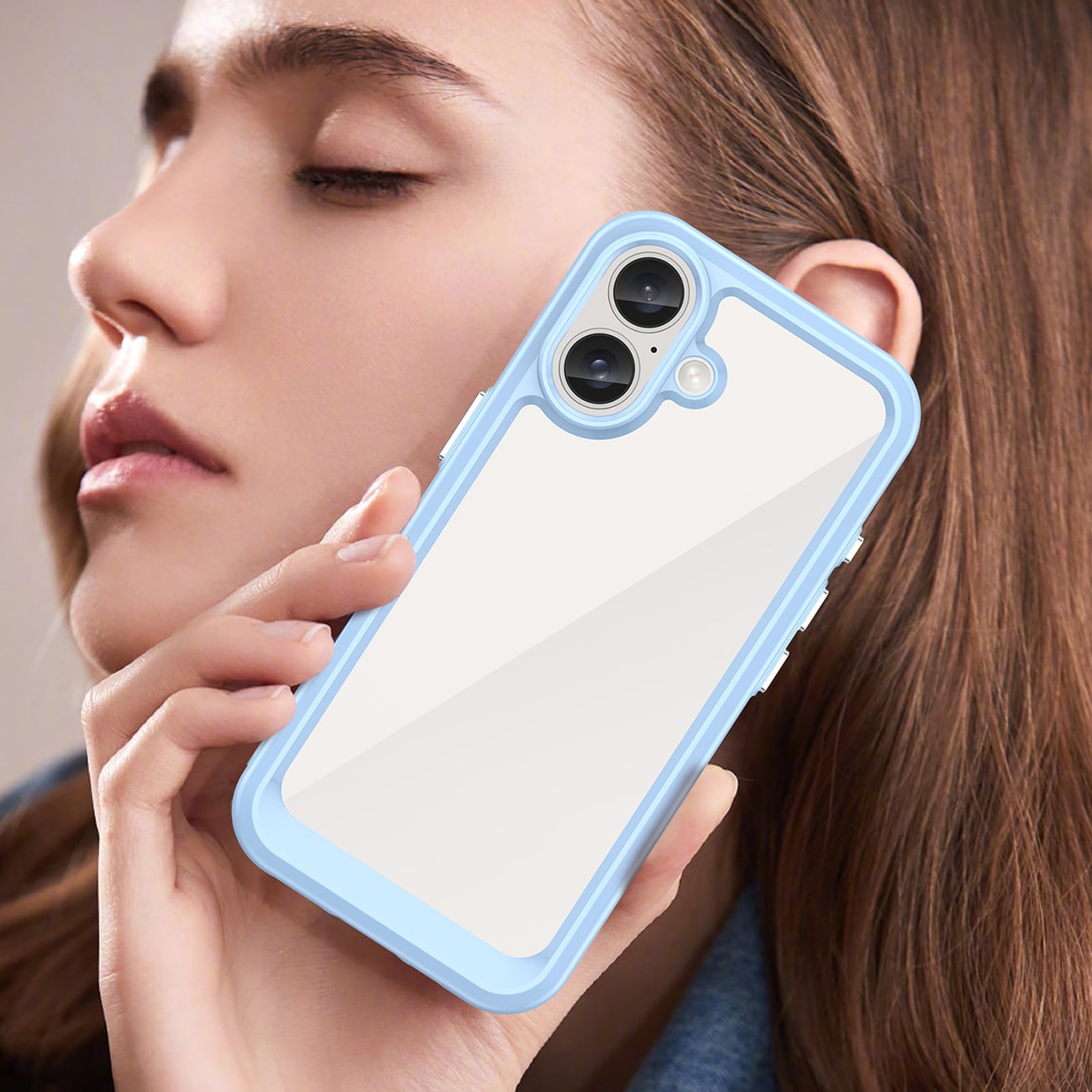 Outer Space-etui med gelramme for iPhone 16 - Blå