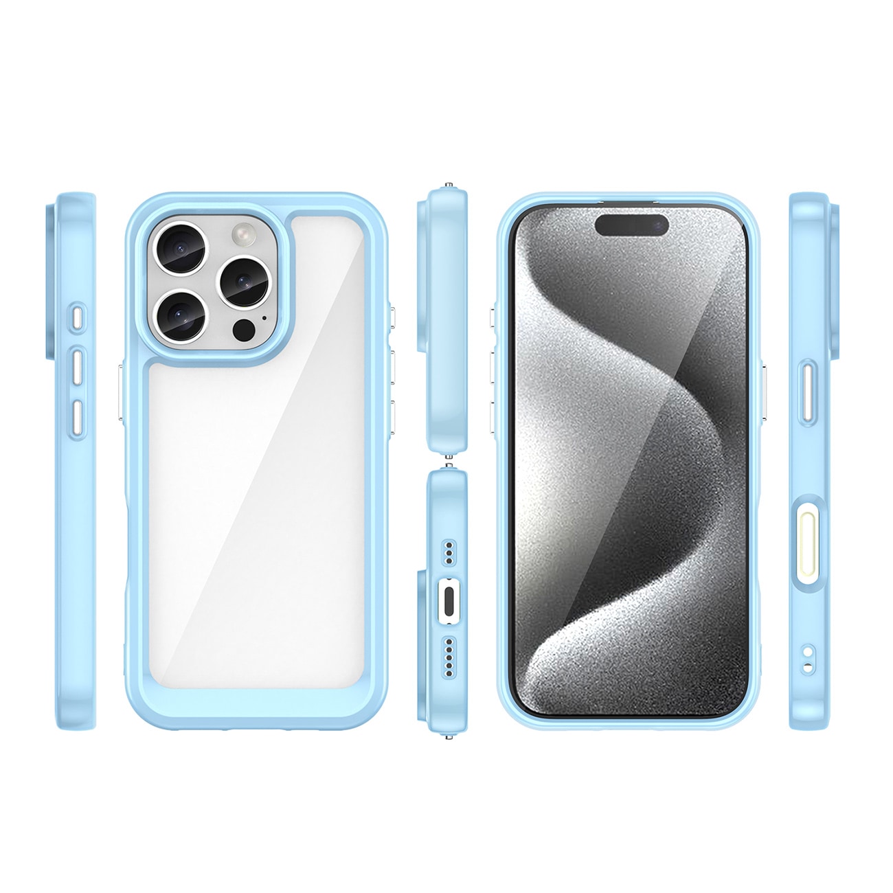 Outer Space-etui med gelramme for iPhone 16 Pro - blå