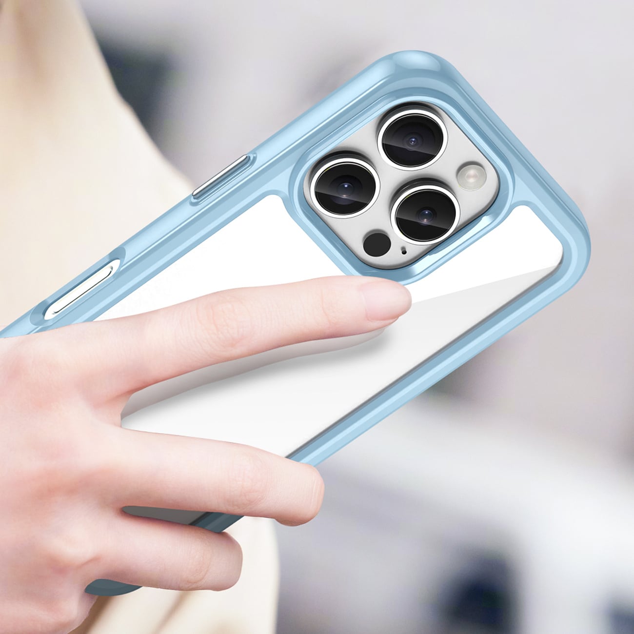 Outer Space-etui med gelramme for iPhone 16 Pro - blå