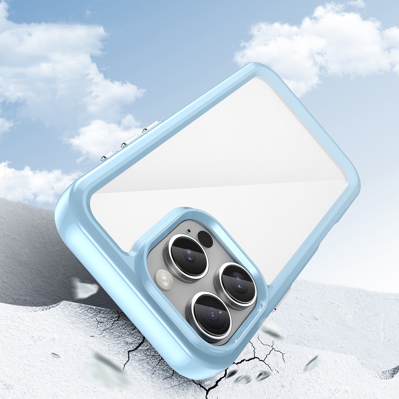 Outer Space-etui med gelramme for iPhone 16 Pro Max - Blå