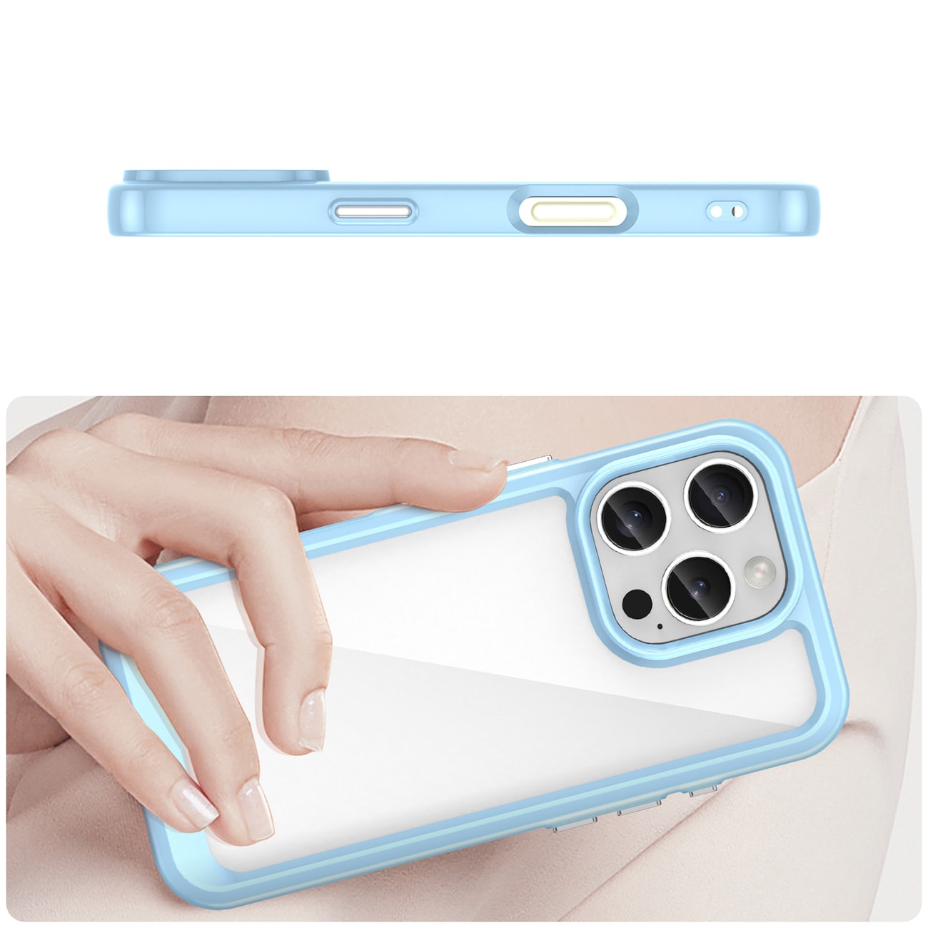 Outer Space-etui med gelramme for iPhone 16 Pro Max - Blå