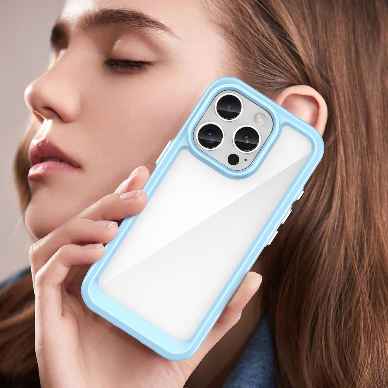 Outer Space-etui med gelramme for iPhone 16 Pro Max - Blå