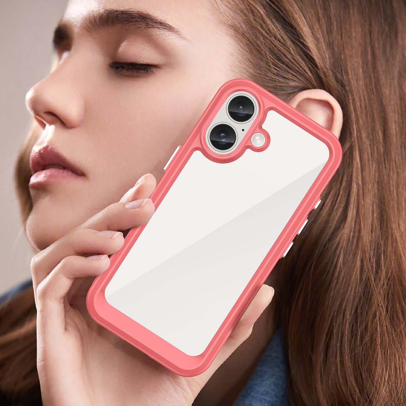 Outer Space-etui med gelramme for iPhone 16 - rød