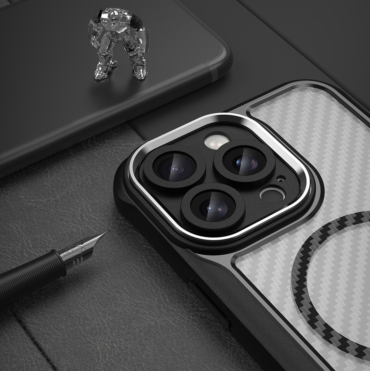 Leading Series MagSafe silikonetui for iPhone 16 Pro - svart