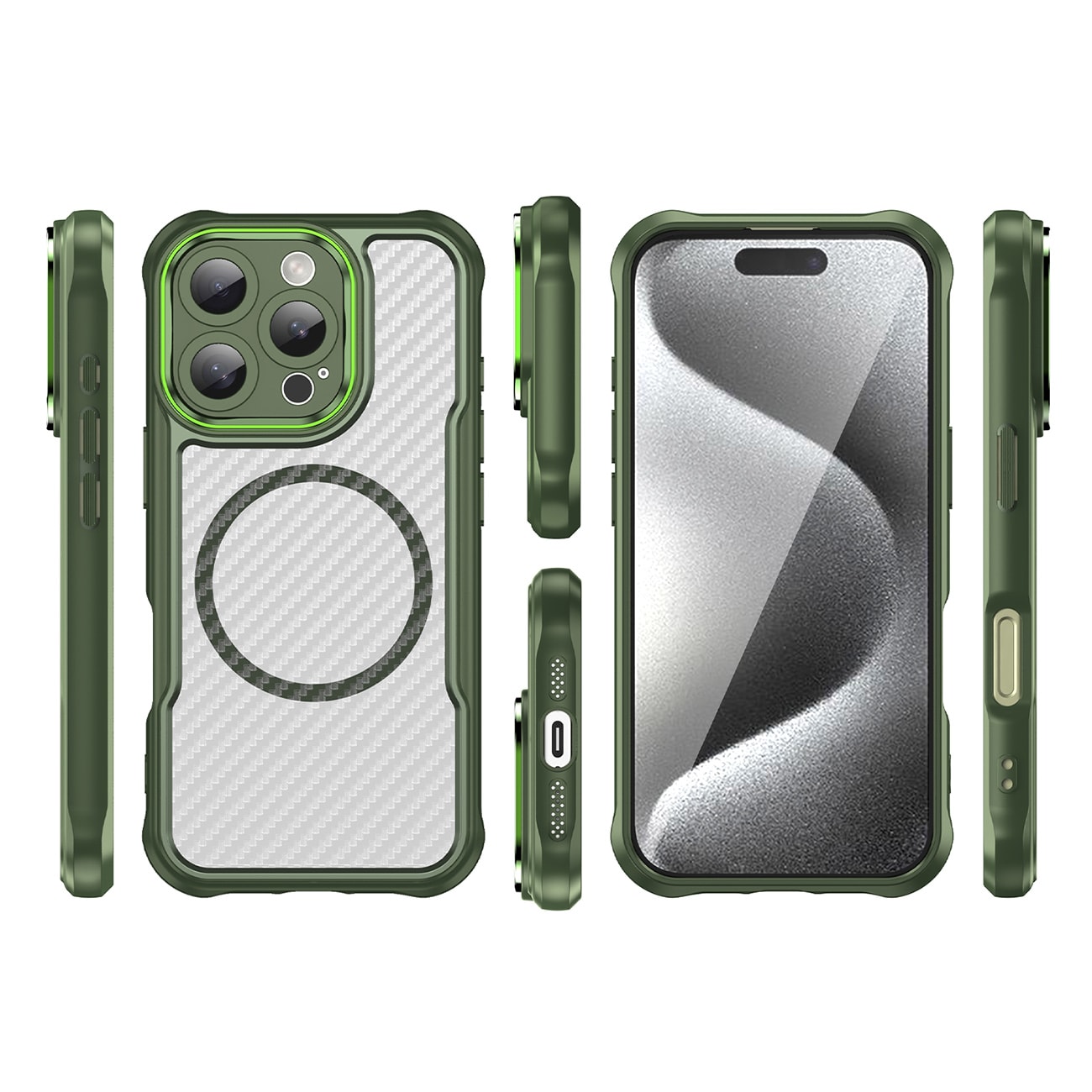 Leading Series MagSafe silikonetui for iPhone 16 Pro Max - grønn