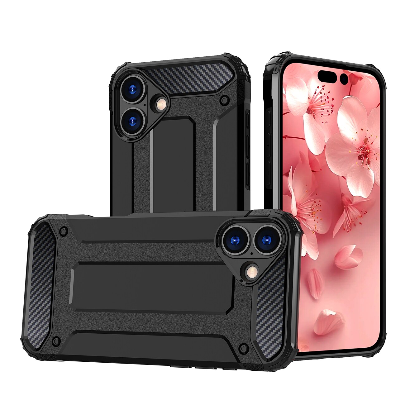 Hybrid Armor iPhone 16-etui - svart