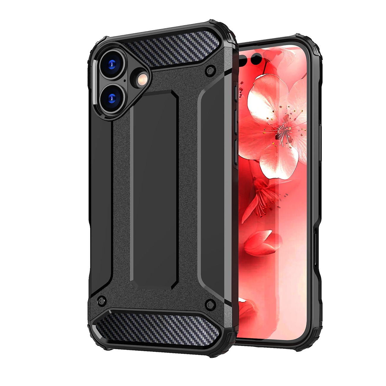 Hybrid Armor iPhone 16-etui - svart