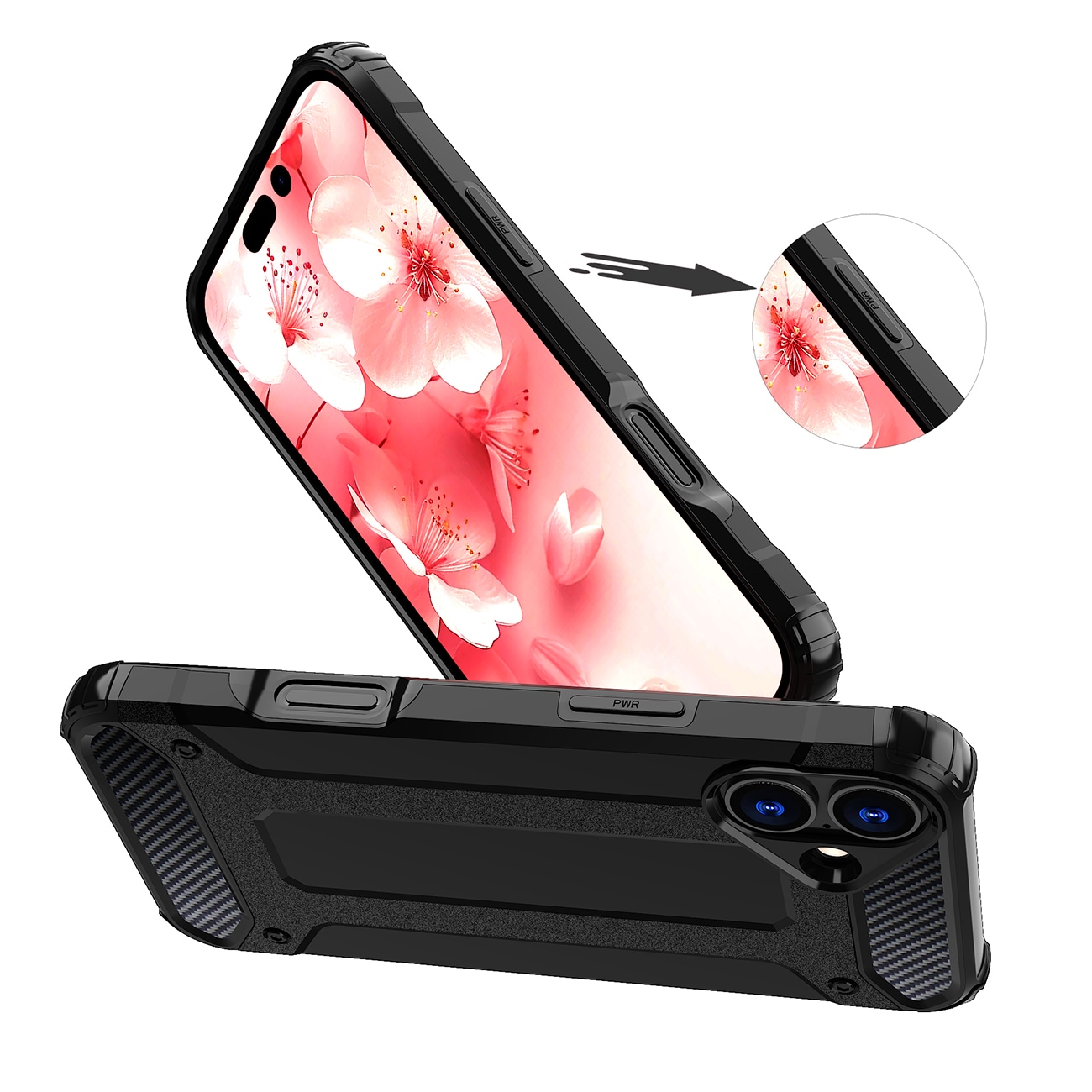 Hybrid Armor iPhone 16-etui - svart