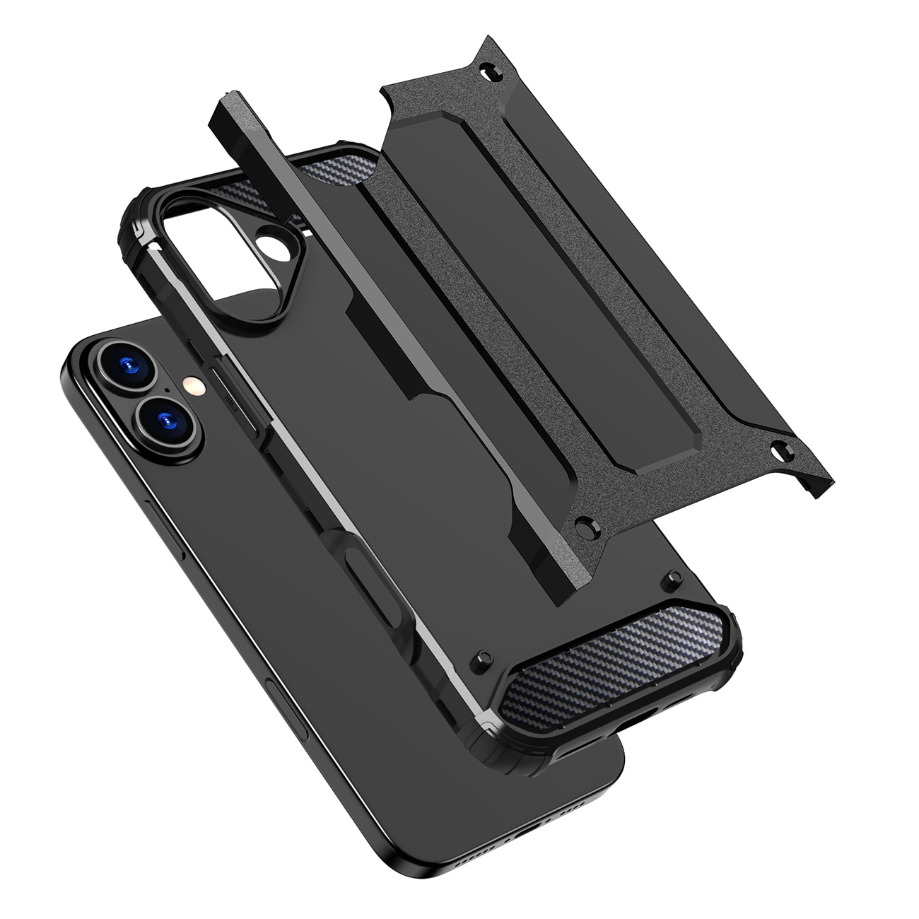 Hybrid Armor iPhone 16-etui - svart