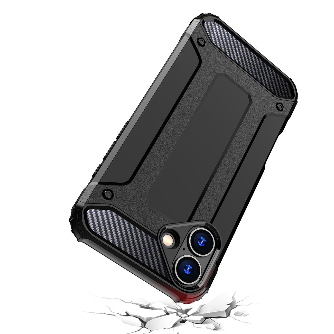 Hybrid Armor iPhone 16-etui - svart