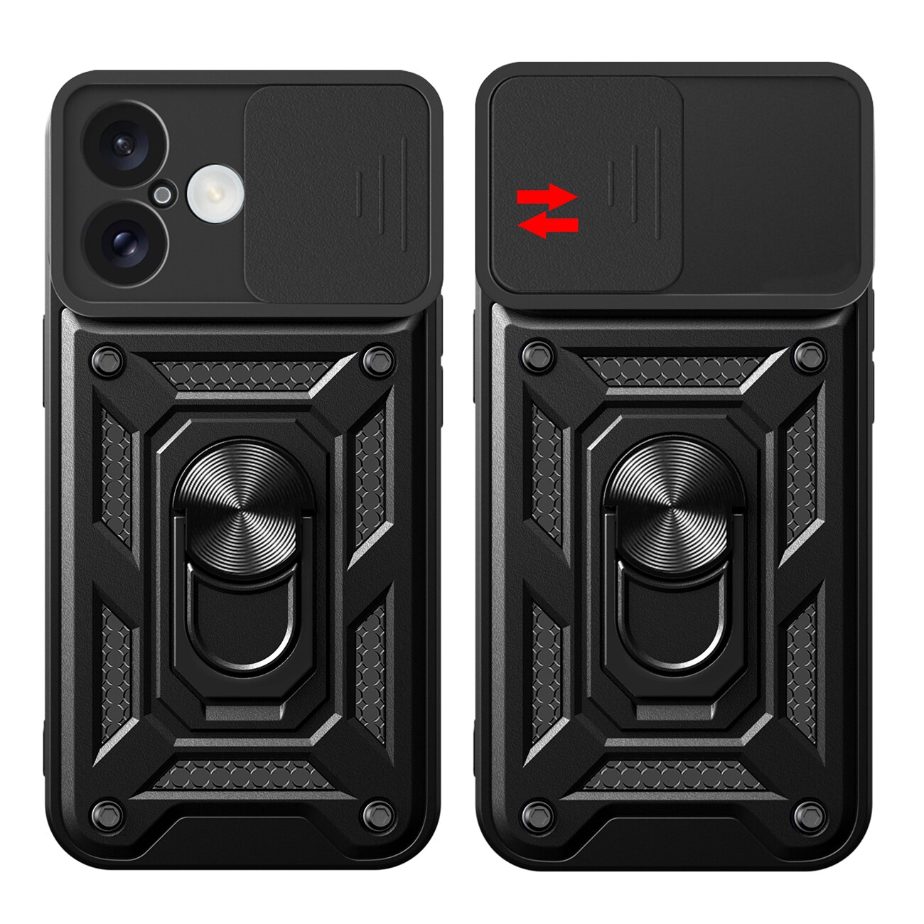 Hybrid Armor Camshield iPhone 16 Plus pansret etui med kameradeksel og stativ - svart
