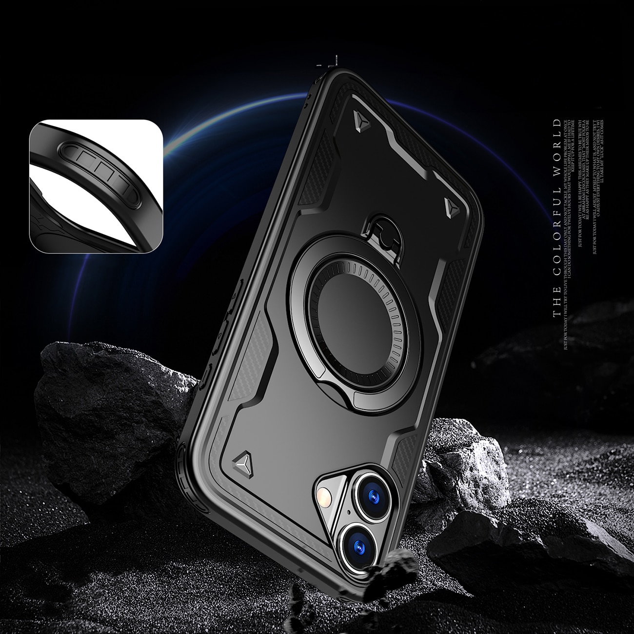Hybrid Armor Trendy-etui med MagSafe for iPhone 16 - Svart