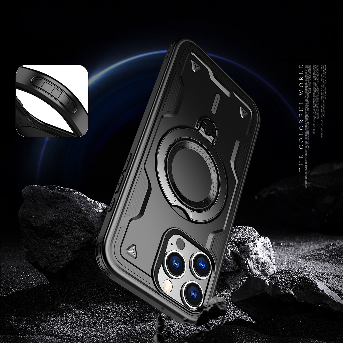 Hybrid Armor Trendy-etui med MagSafe for iPhone 16 Pro - Svart