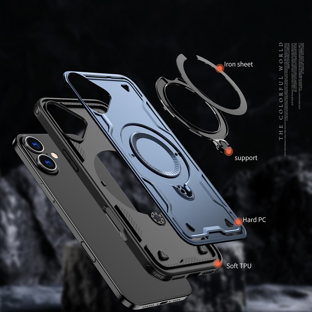 Hybrid Armor Trendy-etui med MagSafe for iPhone 16 - Blå