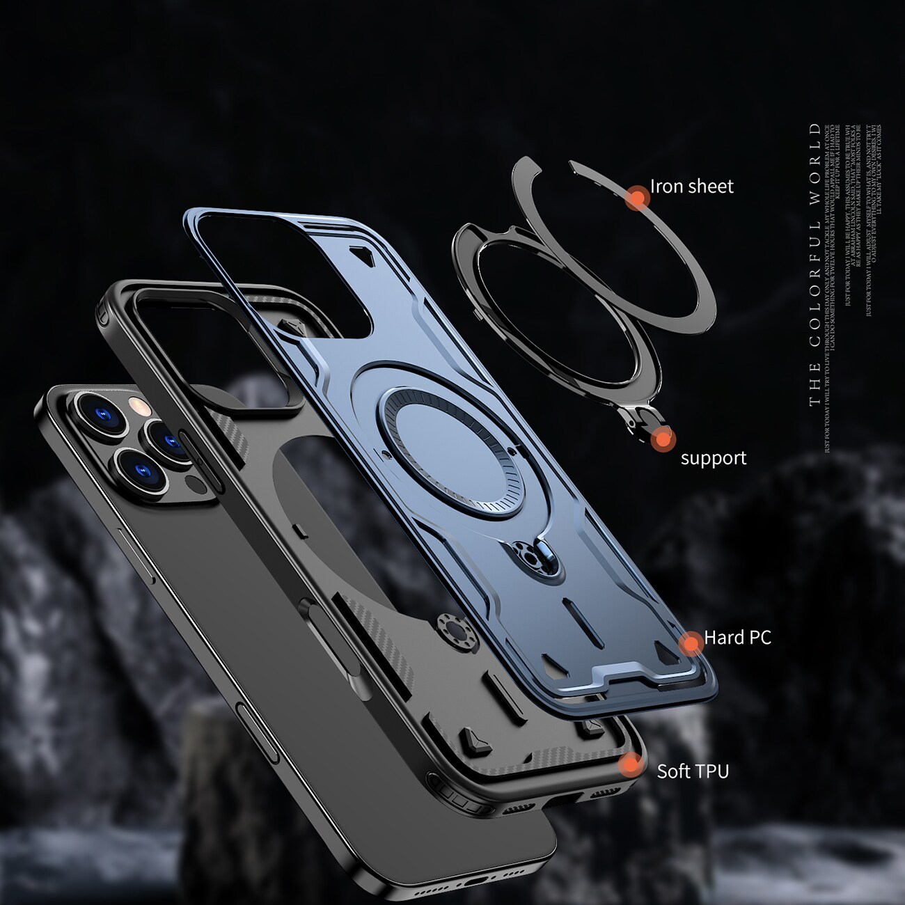 Hybrid Armor Trendy-etui med MagSafe for iPhone 16 Pro - Blå