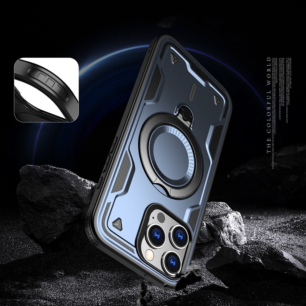 Hybrid Armor Trendy-etui med MagSafe for iPhone 16 Pro - Blå