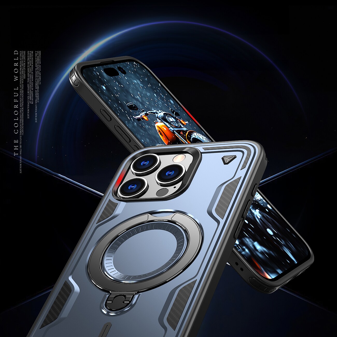 Hybrid Armor Trendy-etui med MagSafe for iPhone 16 Pro - Blå