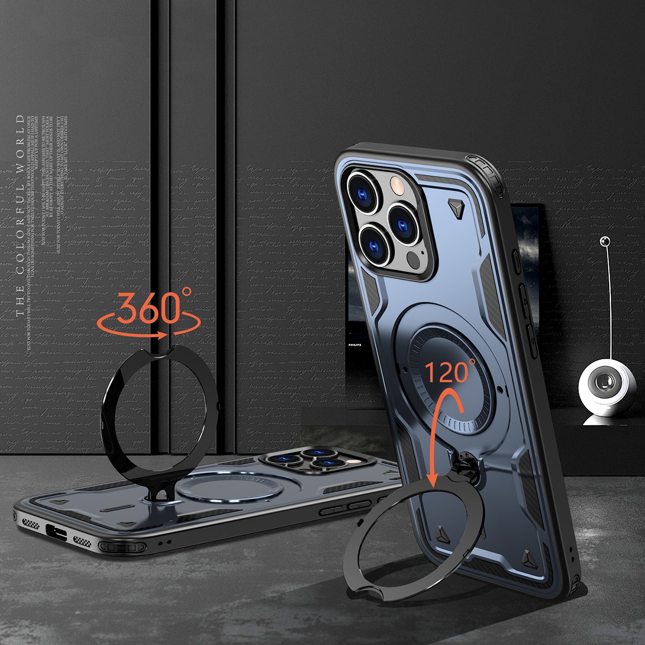 Hybrid Armor Trendy-etui med MagSafe for iPhone 16 Pro Max - Blå