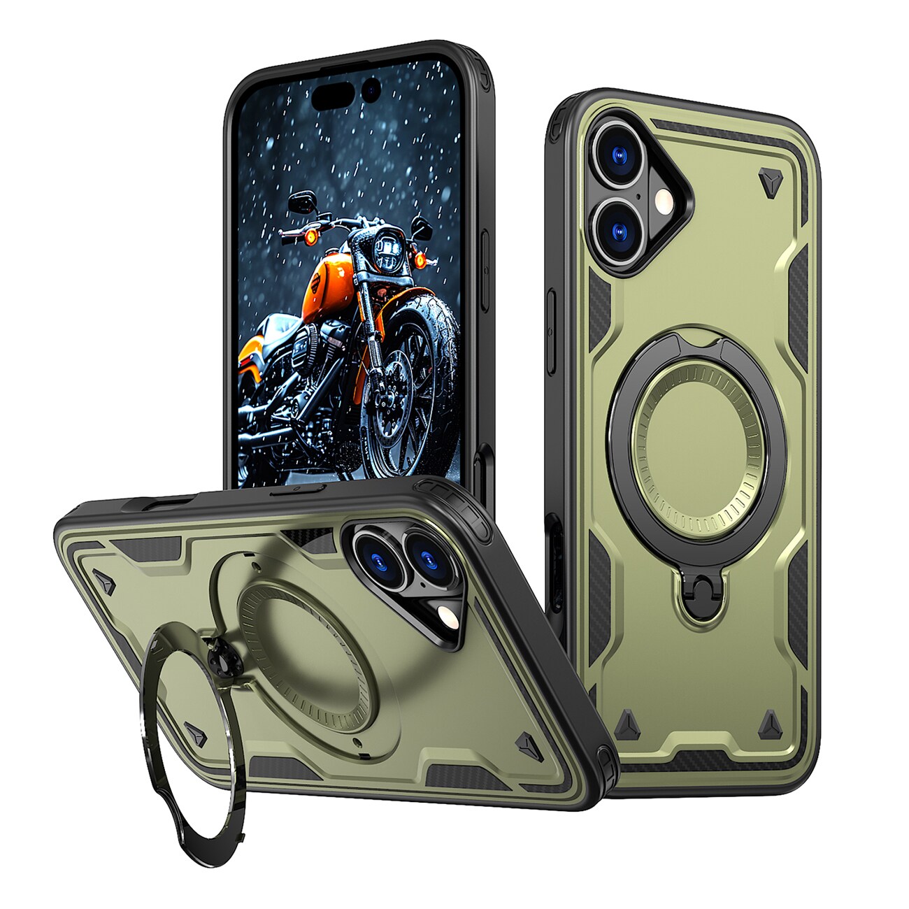 Hybrid Armor Trendy-etui med MagSafe for iPhone 16 - Grønn