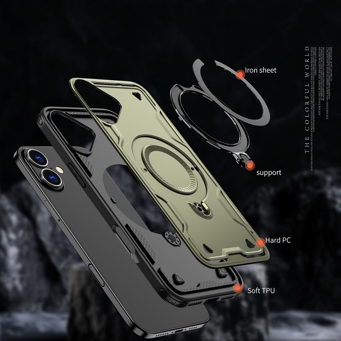 Hybrid Armor Trendy-etui med MagSafe for iPhone 16 Plus - Grønn