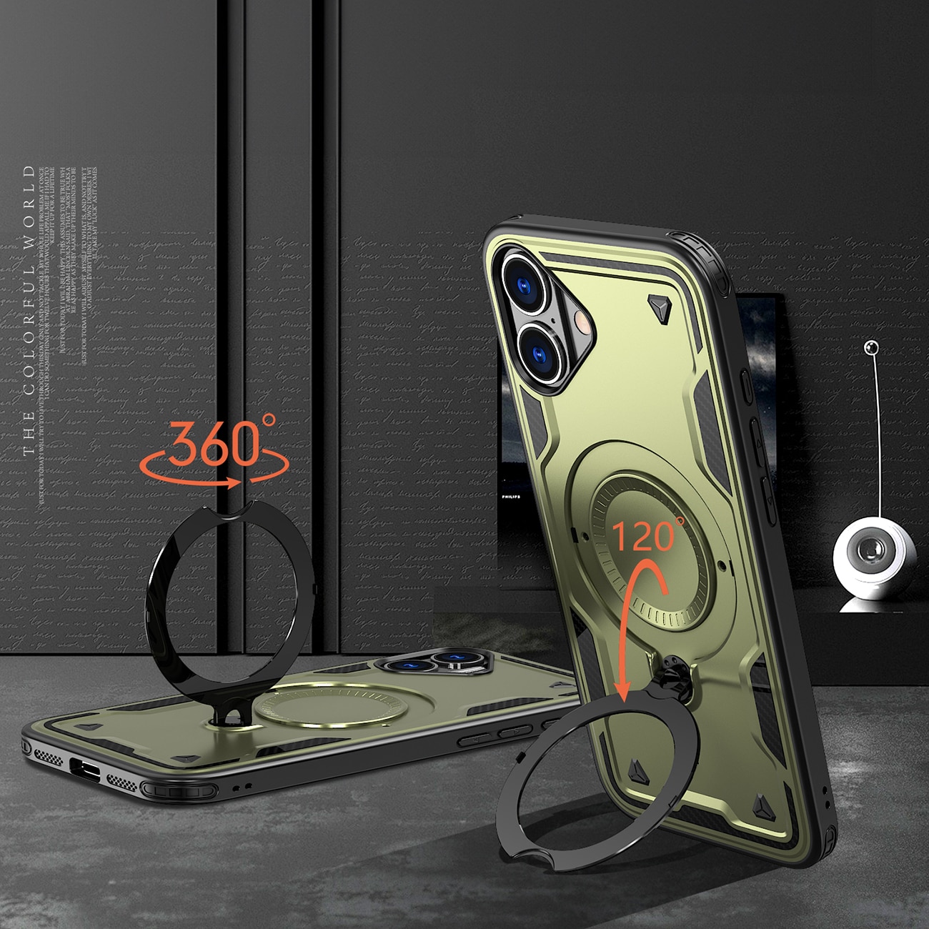 Hybrid Armor Trendy-etui med MagSafe for iPhone 16 Plus - Grønn