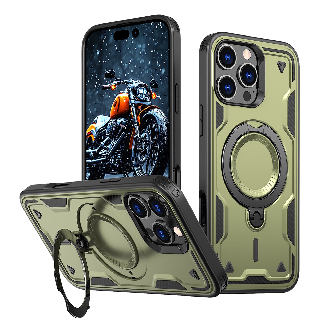 Hybrid Armor Trendy-etui med MagSafe for iPhone 16 Pro - Grønn