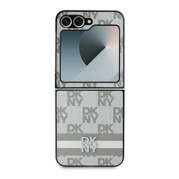 DKNY rutete mønster med trykte striper-etui til Samsung Galaxy Z Flip 6 - Beige