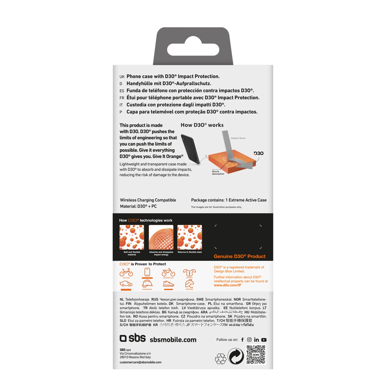 SBS Extreme Active D3O-etui for iPhone 16 Plus - gjennomsiktig