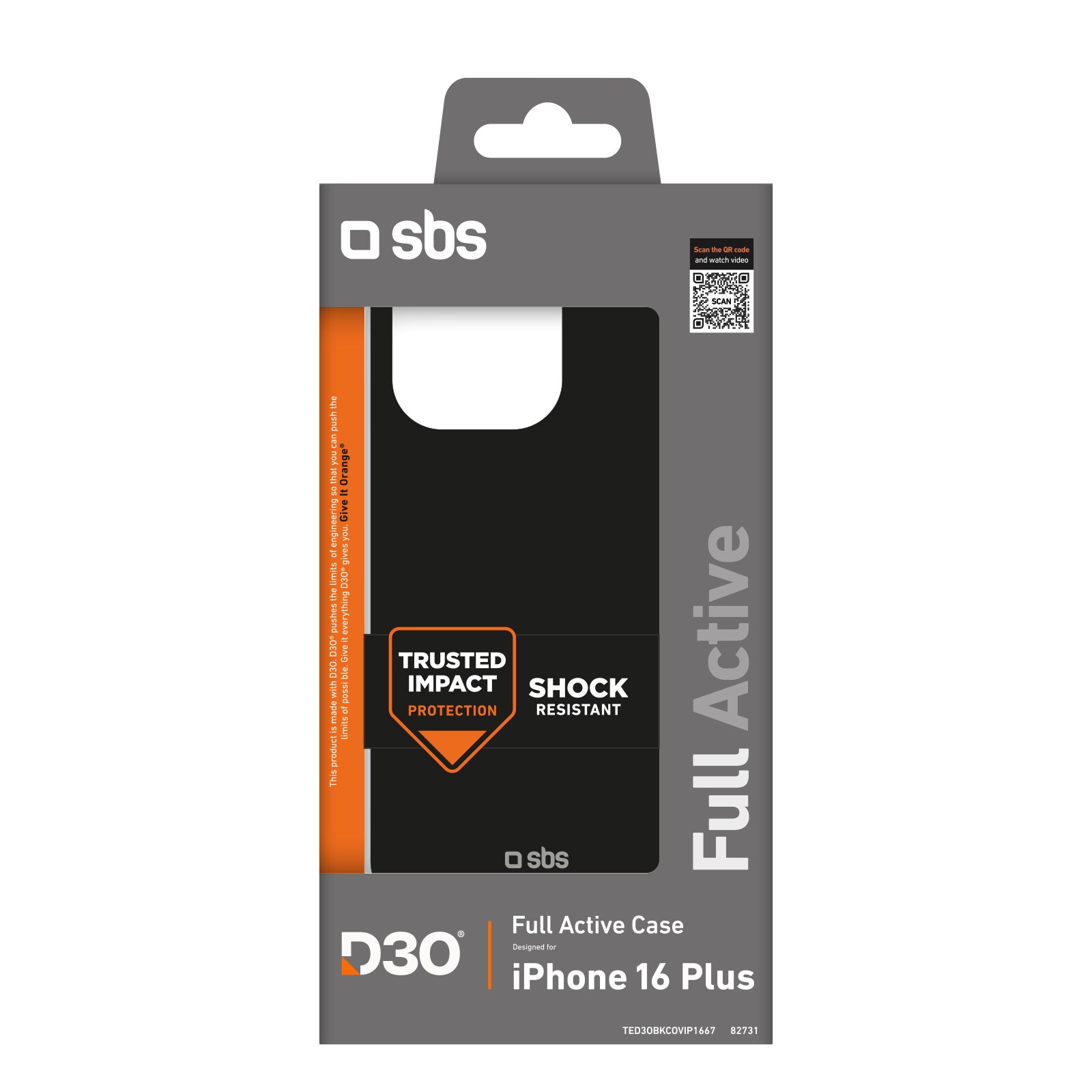 SBS Full Active D3O-etui for iPhone 16 Plus - Svart