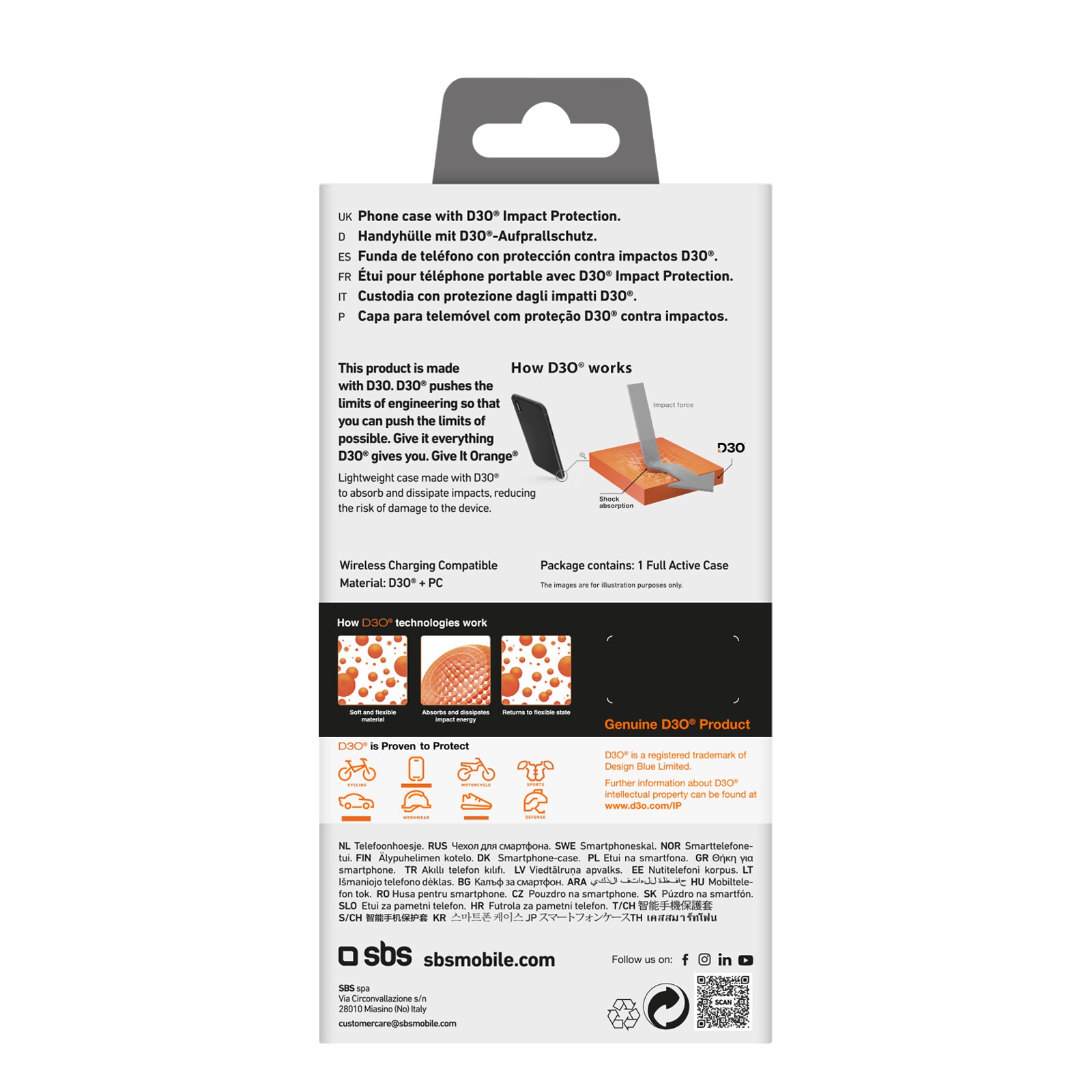 SBS Full Active D3O-etui for iPhone 16 Plus - Svart