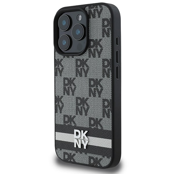 DKNY Veske med rutete mønster og trykte striper til iPhone 16 Pro - Svart