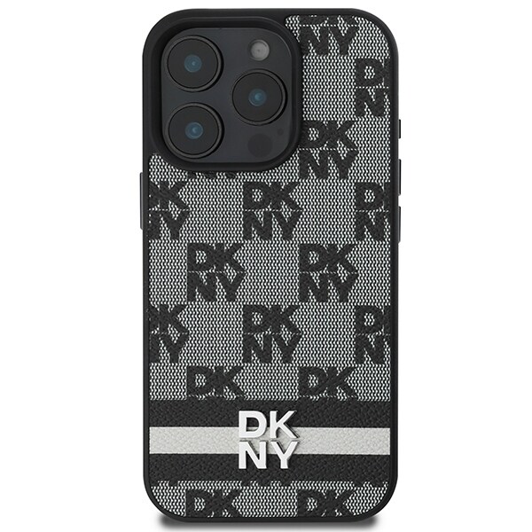DKNY Veske med rutete mønster og trykte striper til iPhone 16 Pro - Svart