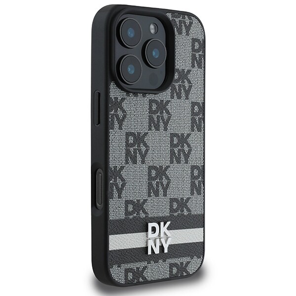 DKNY Veske med rutete mønster og trykte striper til iPhone 16 Pro - Svart