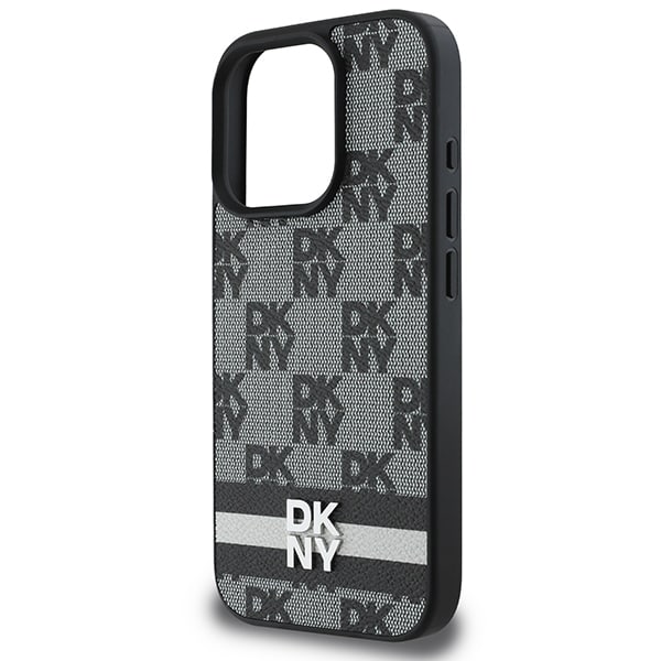 DKNY Veske med rutete mønster og trykte striper til iPhone 16 Pro - Svart