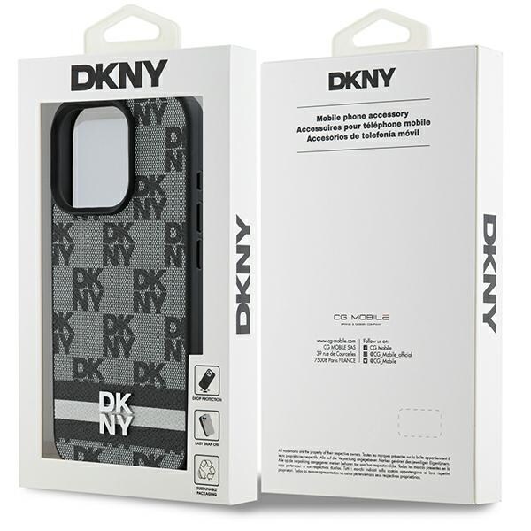 DKNY Veske med rutete mønster og trykte striper til iPhone 16 Pro - Svart