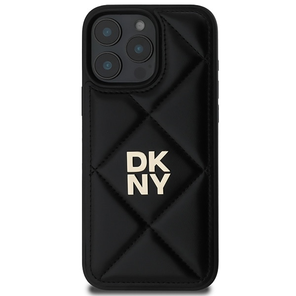DKNY Quilted Stack Logo iPhone 16 Pro-etui - svart