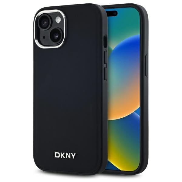 DKNY MagSafe iPhone 15-etui med vanlig logo - svart