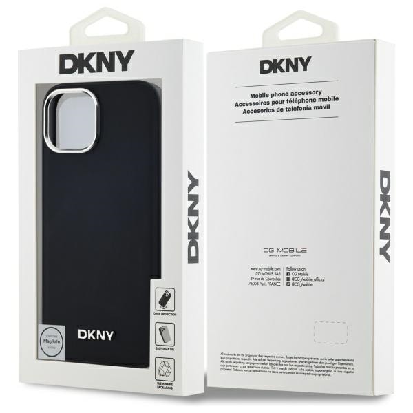 DKNY MagSafe iPhone 15-etui med vanlig logo - svart