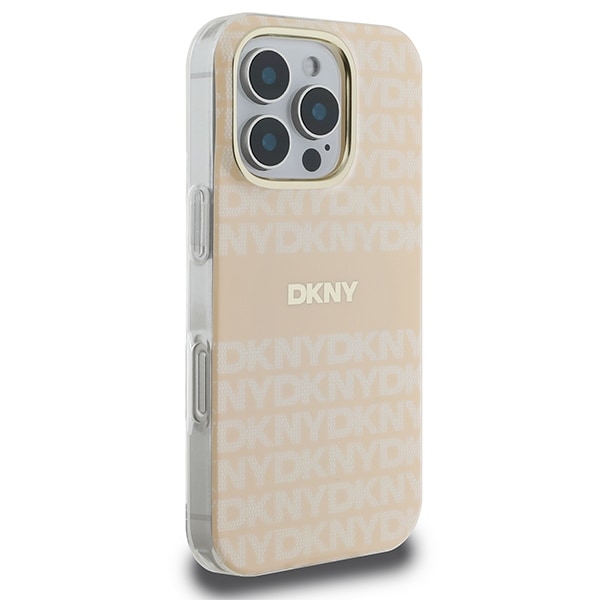 DKNY Repeat Texture Pattern & Stripe MagSafe iPhone 16 Pro-etui - Rosa