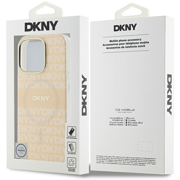 DKNY Repeat Texture Pattern & Stripe MagSafe iPhone 16 Pro-etui - Rosa