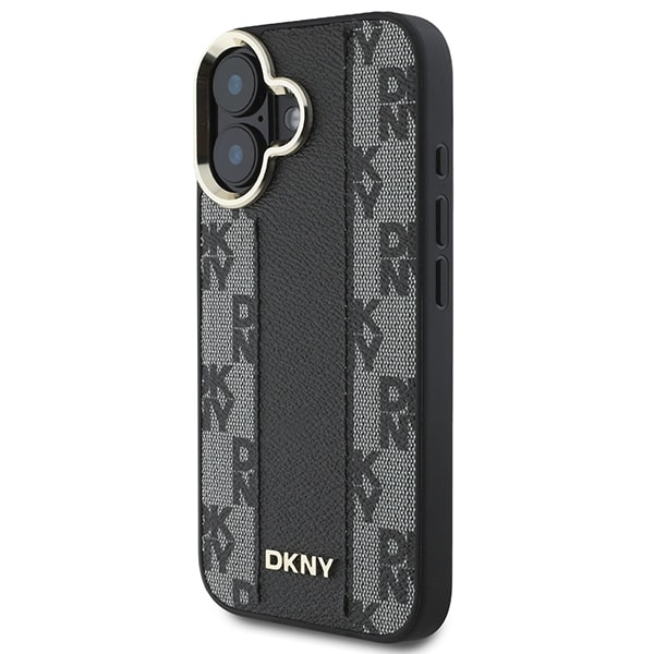 DKNY Magsafe iPhone 16-etui med rutete mønster - svart