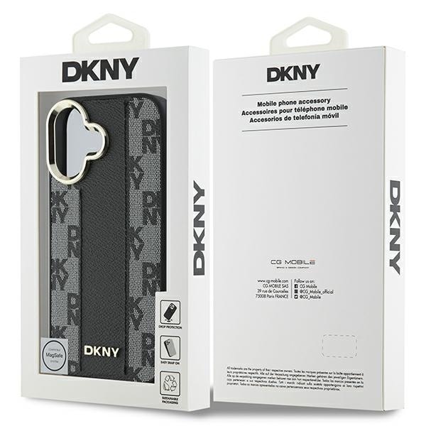 DKNY Magsafe iPhone 16-etui med rutete mønster - svart