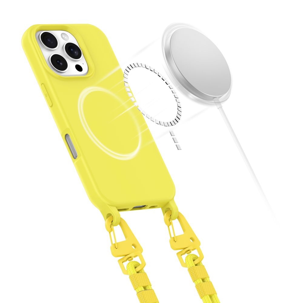 Tech-Protect MagNecklace MagSafe-etui med nøkkelbånd for iPhone 16 Pro Max - Gul
