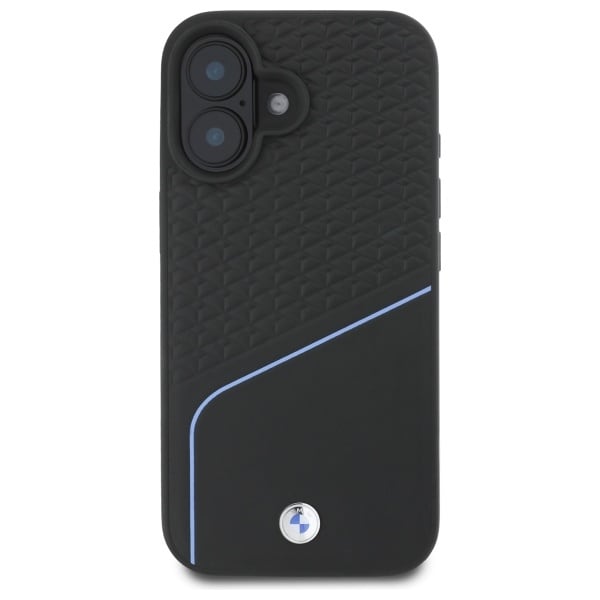 BMW Sign Leather Leather Textured And Line MagSafe iPhone 16-etui - svart