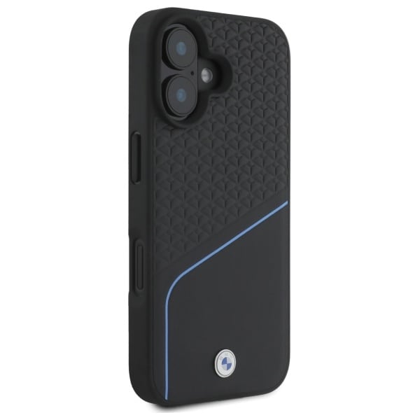 BMW Sign Leather Leather Textured And Line MagSafe iPhone 16-etui - svart