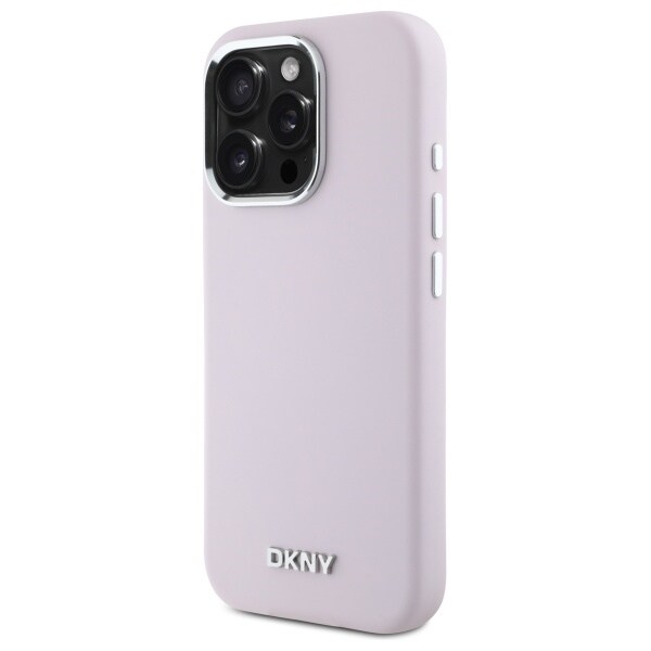 DKNY Liquid Silicone Small Metal Logo MagSafe iPhone 16 Pro Max-etui - Rosa