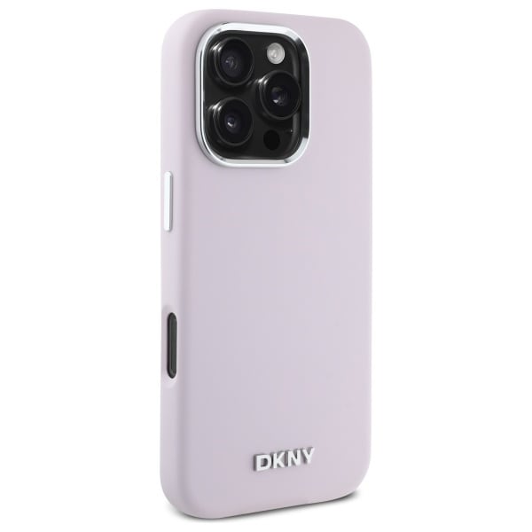 DKNY Liquid Silicone Small Metal Logo MagSafe iPhone 16 Pro Max-etui - Rosa