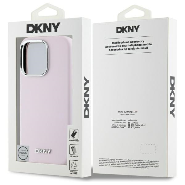 DKNY Liquid Silicone Small Metal Logo MagSafe iPhone 16 Pro Max-etui - Rosa