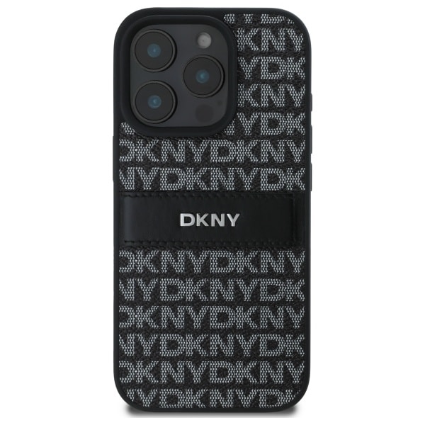 DKNY Texture Pattern Tonal Stripe iPhone 16 Pro-etui - svart