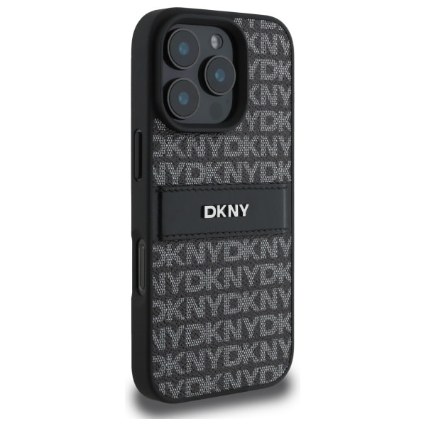 DKNY Texture Pattern Tonal Stripe iPhone 16 Pro-etui - svart